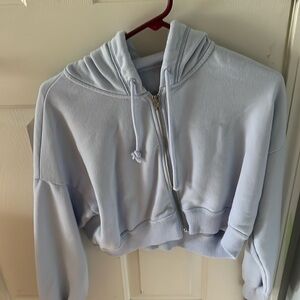 cropped blue hollister zip up